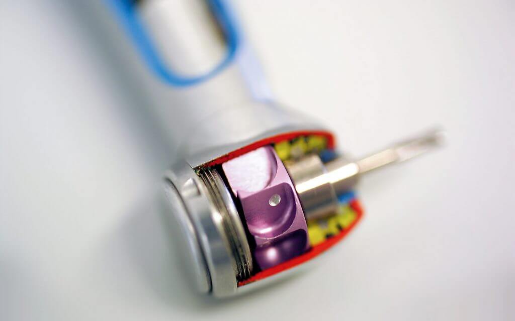 dental drill with dental bearings visible